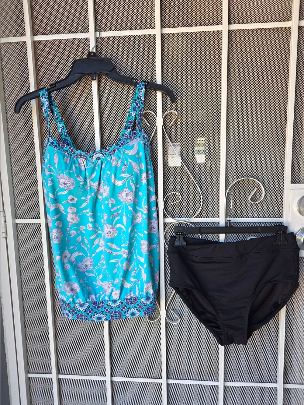 Lands' End Women's Blouson Tummy Hiding Tankini Swimsuit 2 Pc Set Size 6